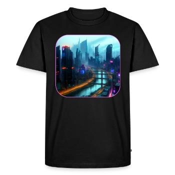La ville du cyberespace dans le futur - T-shirt Premium bio Homme - noir - Devant - Nico (187cm)