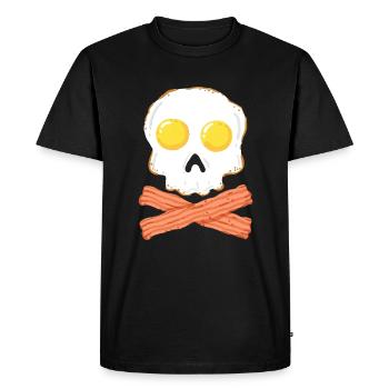 Breakfast bacon and egg skull with bone shirt - Men's Premium Organic T-Shirt - black - Front - Nico (187cm)