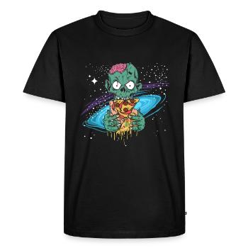 Cadeau de pizza de l'espace zombie halloween - T-shirt Premium bio Homme - noir - Devant - Nico (187cm)