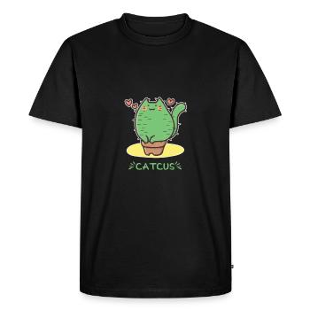 Cactus cat - Men's Premium Organic T-Shirt - black - Front - Nico (187cm)