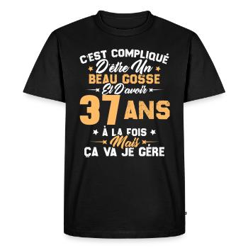Cadeau d'anniversaire Beau gosse et d'avoir 37 ans - T-shirt Premium bio Homme - noir - Devant - Nico (187cm)