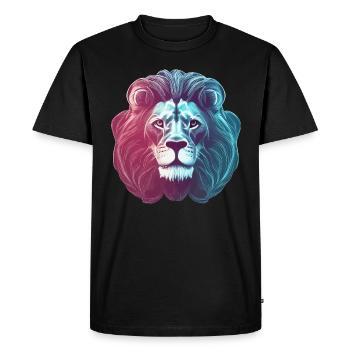 Tête de lion de lion au néon coloré futuriste - T-shirt Premium bio Homme - noir - Devant - Nico (187cm)