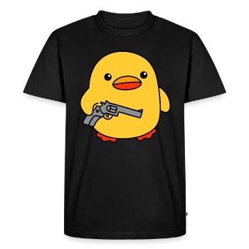 Bébé canard avec pistolet canards poussins canetons - T-shirt Premium bio Homme - noir - Devant - Nico (187cm)