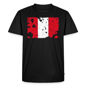 Peru Flag - Vintage - Men's Premium Organic T-Shirt - black - Front - Nico (187cm)