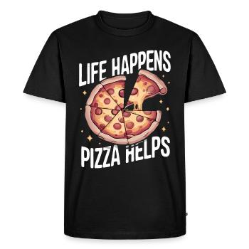 Pizza Italie Restauration rapide - T-shirt Premium bio Homme - noir - Devant - Nico (187cm)