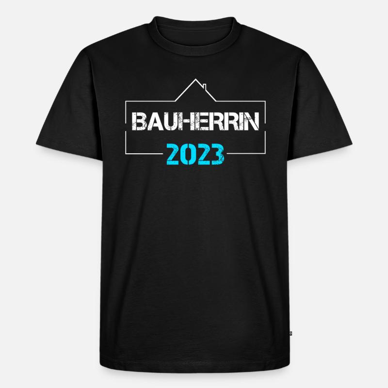 Bauherrin 2023 Häuslebauer Eigenheim Geschenk - Männer Premium Bio T-Shirt - Schwarz