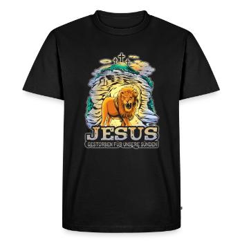 Jesus Christ Christian Symbol Cross Gift - Men's Premium Organic T-Shirt - black - Front - Nico (187cm)
