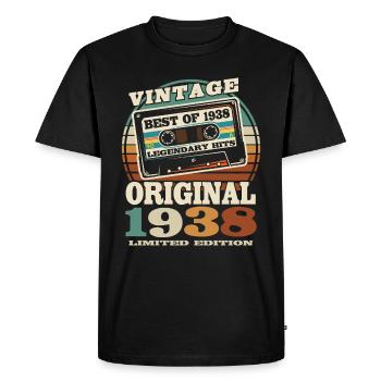 85 ans - anniversaire 1938 - né en 1938 - T-shirt Premium bio Homme - noir - Devant - Nico (187cm)