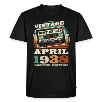 Born in April 1938 - 85 years old - Men's Premium Organic T-Shirt - black - Front - Nico (187cm)