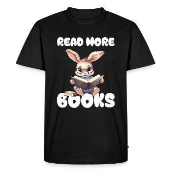 Le lapin lit des livres et aime les romans et les histoires - T-shirt Premium bio Homme - noir - Devant - Nico (187cm)