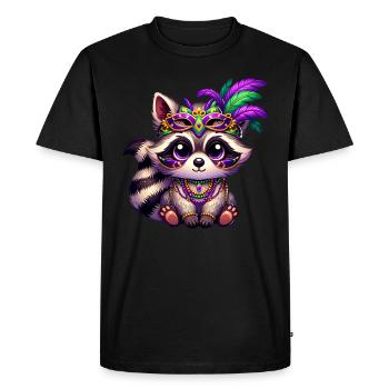 Mardi Gras ours raton laveur main ours mignon bande dessinée - T-shirt Premium bio Homme - noir - Devant - Nico (187cm)