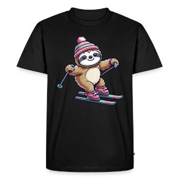 Sloth Ski Winter Vacation Skier - Men's Premium Organic T-Shirt - black - Front - Nico (187cm)