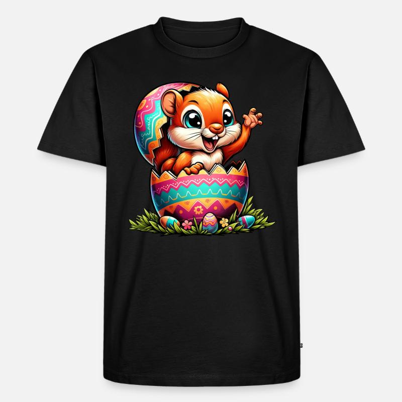 Oster-Eichhörnchen mit Osterei: Entzückendes - Männer Premium Bio T-Shirt - Schwarz