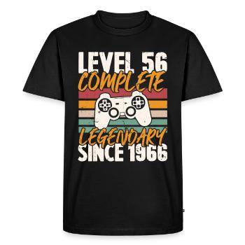 Niveau 56 Complet Vintage Anniversaire 56 Ans - T-shirt Premium bio Homme - noir - Devant - Nico (187cm)