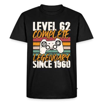 Niveau 62 Complet Vintage Anniversaire 62 Ans - T-shirt Premium bio Homme - noir - Devant - Nico (187cm)