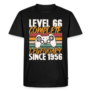 Niveau 66 Complet Vintage Anniversaire 66 Ans - T-shirt Premium bio Homme - noir - Devant - Nico (187cm)