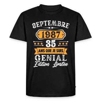 Cadeau D'anniversaire 35 Ans Septembre 1987 Rétro - T-shirt Premium bio Homme - noir - Devant - Nico (187cm)
