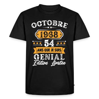Cadeau D'anniversaire 54 Ans Octobre 1968 Rétro - T-shirt Premium bio Homme - noir - Devant - Nico (187cm)
