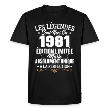 Cadeau d'anniversaire légendes sont nées en 1981 - T-shirt Premium bio Homme - noir - Devant - Nico (187cm)