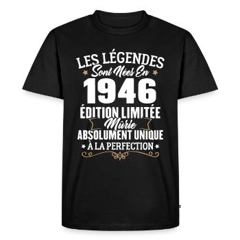 Cadeau d'anniversaire légendes sont nées en 1946 - T-shirt Premium bio Homme - noir - Devant - Nico (187cm)