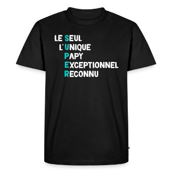 Papy Unique Citation Tendre Pour mon Papy - T-shirt Premium bio Homme - noir - Devant - Nico (187cm)