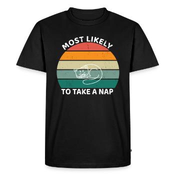 Most likely to take a nap - sleeping cat - Men's Premium Organic T-Shirt - black - Front - Nico (187cm)