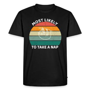 Most likely to take a nap - Sloth - Men's Premium Organic T-Shirt - black - Front - Nico (187cm)