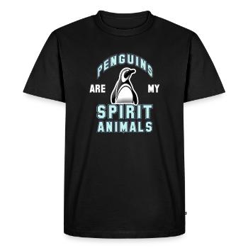 Caricature de pingouins de pingouins - T-shirt Premium bio Homme - noir - Devant - Nico (187cm)