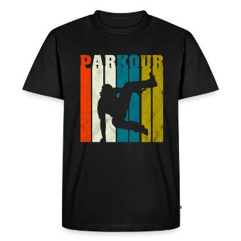 Parkour Shirt Vintage T-shirt Course Gratuit - T-shirt Premium bio Homme - noir - Devant - Nico (187cm)