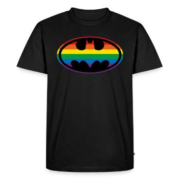 Justice League Batman Rainbow Logo - Men's Premium Organic T-Shirt - black - Front - Nico (187cm)