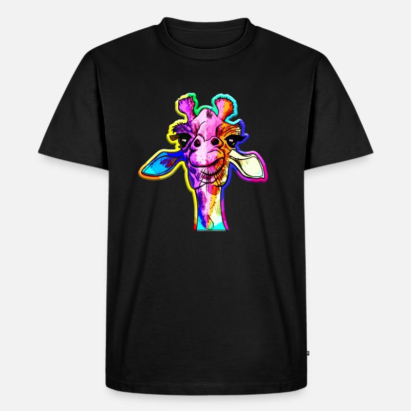 Regenbogen Giraffe Punk Giraffe Rainbow - Männer Premium Bio T-Shirt - Schwarz