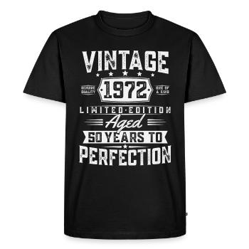 50 birthday Vintage born in 1972 - Men's Premium Organic T-Shirt - black - Front - Nico (187cm)