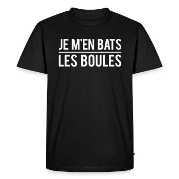 Je m'en bats les boules je m'en fous indifférent - T-shirt Premium bio Homme - noir - Devant - Nico (187cm)