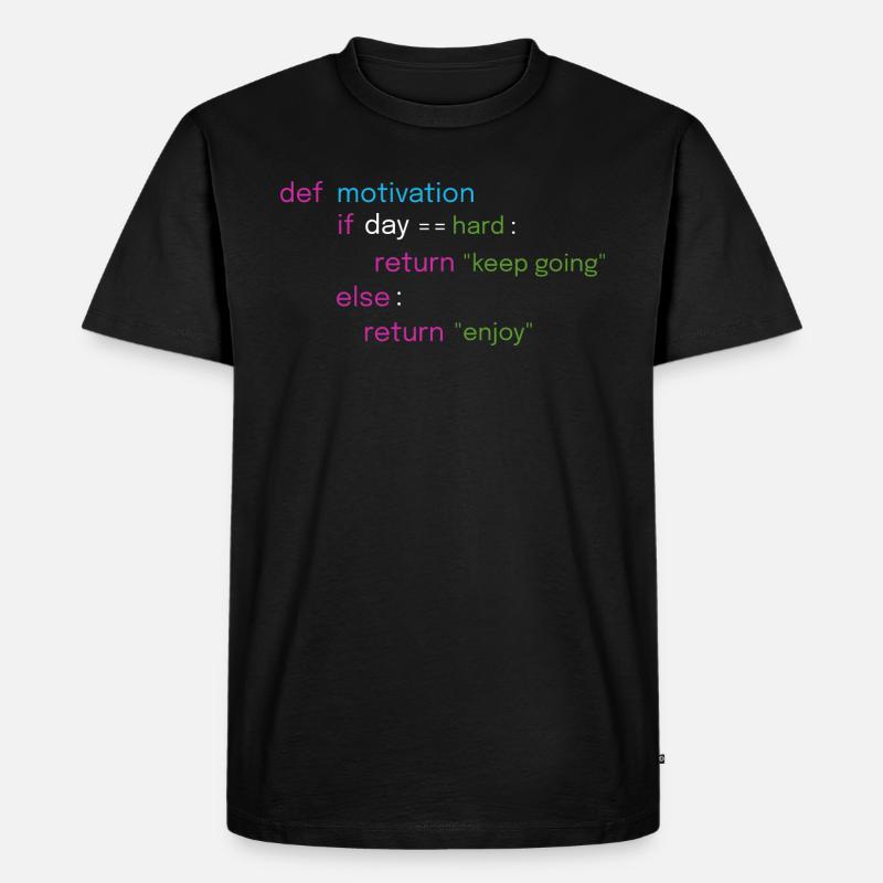 Motivierendes Coding Design - Männer Premium Bio T-Shirt - Schwarz