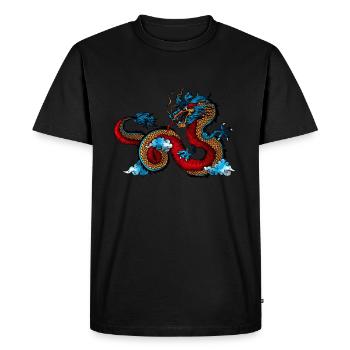 Dragon Asie Chine Japon contes de fées Créatures mythiques Mythe - T-shirt Premium bio Homme - noir - Devant - Nico (187cm)