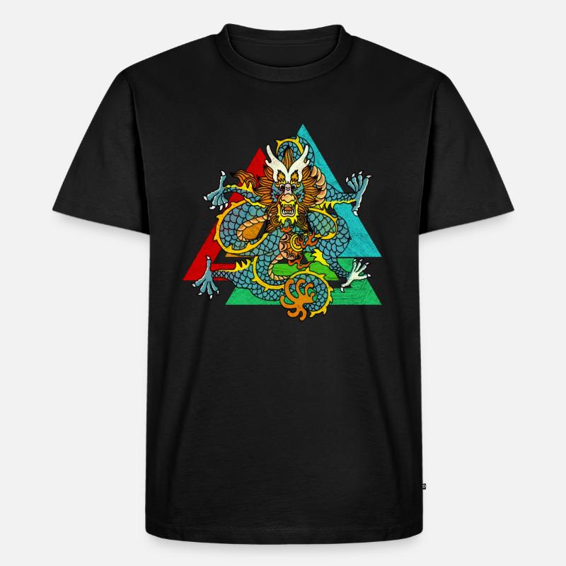 Märchen Drache chinesisch - Männer Premium Bio T-Shirt - Schwarz