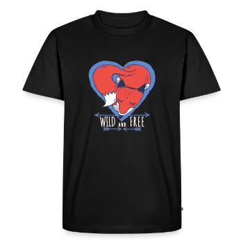 Renard Animaux Forêt Coeur animal Protection des animaux Conservation de la nature - T-shirt Premium bio Homme - noir - Devant - Nico (187cm)