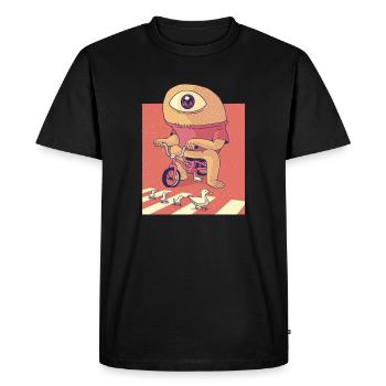 Bande dessinée drôle cyclope cyclop bicyclette bande dessinée - T-shirt Premium bio Homme - noir - Devant - Nico (187cm)