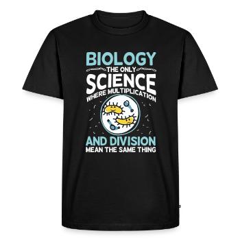 Biology the only Science fun cell reproduction - Men's Premium Organic T-Shirt - black - Front - Nico (187cm)