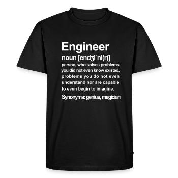 Engineer Description - engineer - Men's Premium Organic T-Shirt - black - Front - Nico (187cm)
