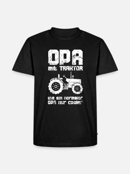 Opa mit Traktor ist der Liebling von Enkeln - Männer Premium Bio T-Shirt - Schwarz