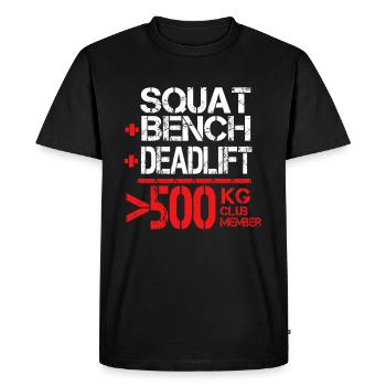 Membre du Club 500 kg - Powerlifter powerlifting - T-shirt Premium bio Homme - noir - Devant - Nico (187cm)