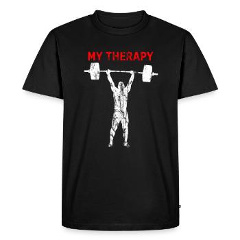 Haltérophile My Therapy Weightlifing Bodybuilder - T-shirt Premium bio Homme - noir - Devant - Nico (187cm)