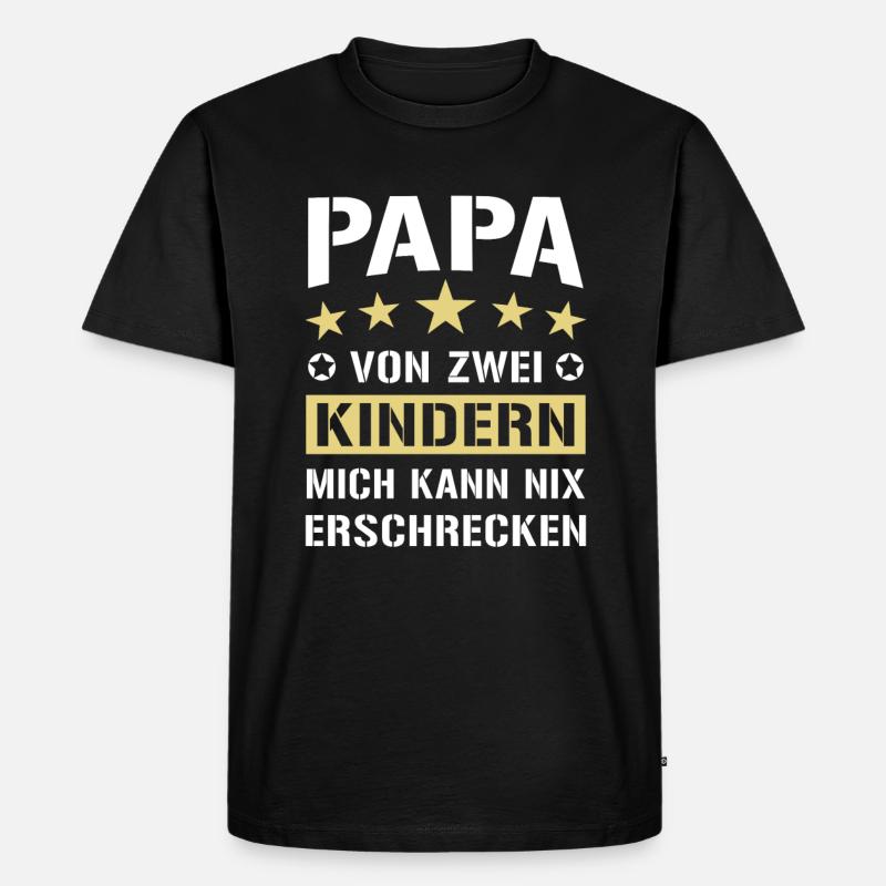 Papa von zwei Kindern - Männer Premium Bio T-Shirt - Schwarz