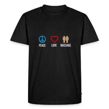 Massage d'amour de paix 2 - T-shirt Premium bio Homme - noir - Devant - Nico (187cm)