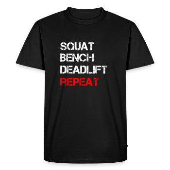 Répétition du soulevé de terre Squat Bench - T-shirt Premium bio Homme - noir - Devant - Nico (187cm)