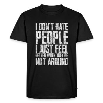 I Don't Hate People 2 - Men's Premium Organic T-Shirt - black - Front - Nico (187cm)