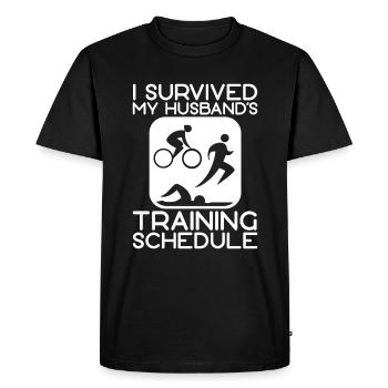 I Survived My Husband's Training Schedule - Men's Premium Organic T-Shirt - black - Front - Nico (187cm)
