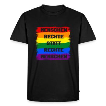 Menschenrechte statt rechte Menschen Regenbogen - Männer Premium Bio T-Shirt - Schwarz - Vorne - Nico (187cm)