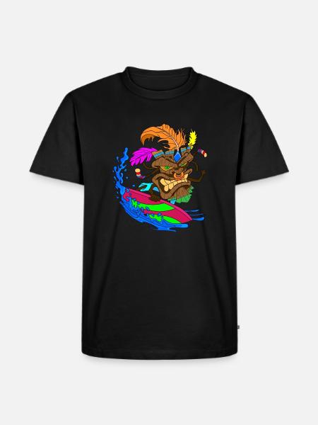 Tiki Maske TIKI Surfer - Herre Premium økologisk T-shirt - sort